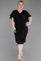 Robe De Invitation Grande Taille Midi Perlé Noir ABK2642