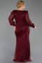 Robe Grande Taille Longue Perlé Rouge Bordeaux ABU6292