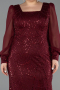 Robe Grande Taille Longue Perlé Rouge Bordeaux ABU6292