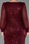 Robe Grande Taille Longue Perlé Rouge Bordeaux ABU6292