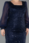 Robe Grande Taille Longue Perlé Bleu Marine ABU6292