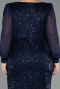 Robe Grande Taille Longue Perlé Bleu Marine ABU6292
