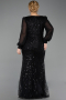 Robe Grande Taille Longue Perlé Noir ABU6292