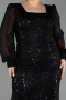 Robe Grande Taille Longue Perlé Noir ABU6292