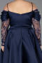 Robe De Invitation Grande Taille Midi Satin Bleu Marine ABK2652