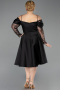 Robe De Invitation Grande Taille Midi Satin Noir ABK2652