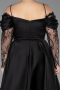 Robe De Invitation Grande Taille Midi Satin Noir ABK2652
