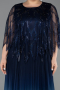 Robe De Soirée Grande Taille Mousseline Longue Bleu Marine ABU4633