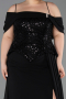Robe de Soirée Grande Taille Longue Mousseline Noir ABU6274