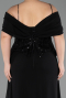 Robe de Soirée Grande Taille Longue Mousseline Noir ABU6274