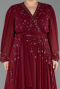 Robe De Soirée Grande Taille Mousseline Longue Rouge Bordeaux ABU3075