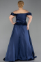 Robe De Soirée Grande Taille Longue Satin Bleu Marine ABU6307