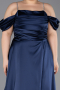 Robe De Soirée Grande Taille Longue Satin Bleu Marine ABU6307