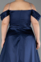 Robe De Soirée Grande Taille Longue Satin Bleu Marine ABU6307