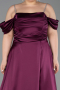 Robe De Soirée Grande Taille Longue Satin Prune ABU6307