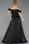 Robe De Soirée Grande Taille Longue Satin Noir ABU6307