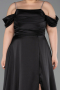 Robe De Soirée Grande Taille Longue Satin Noir ABU6307