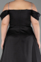 Robe De Soirée Grande Taille Longue Satin Noir ABU6307