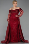 Robe De Soirée Grande Taille Perlé Longue Rouge Bordeaux ABU6093