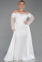 Robe De Soirée Grande Taille Perlé Longue Blanc ABU6093