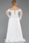 Robe De Soirée Grande Taille Perlé Longue Blanc ABU6093