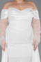 Robe De Soirée Grande Taille Perlé Longue Blanc ABU6093