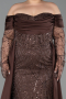 Robe De Soirée Grande Taille Perlé Longue Brun Foncé ABU6093