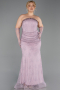 Robe de Soirée Grande Taille Longue Dantelle Lavande ABU6280