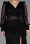 Robe De Soirée Grande Taille Longue Dantelle Noir ABU6283