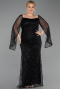 Robe De Soirée Grande Taille Longue Perlé Noir ABU5067
