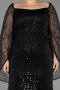 Robe De Soirée Grande Taille Longue Perlé Noir ABU5067