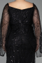 Robe De Soirée Grande Taille Longue Perlé Noir ABU5067