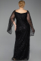 Robe De Soirée Grande Taille Longue Perlé Noir ABU5067