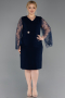 Robe De Invitation Grande Taille Midi Bleu Marine ABK2646