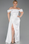Robe de Soirée Grande Taille Satin Longue Blanc ABU1626