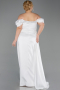 Robe de Soirée Grande Taille Satin Longue Blanc ABU1626