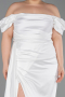 Robe de Soirée Grande Taille Satin Longue Blanc ABU1626