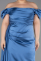 Robe de Soirée Grande Taille Longue Satin Indigo ABU1626