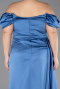 Robe de Soirée Grande Taille Longue Satin Indigo ABU1626