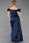 Robe De Soirée Grande Taille Satin Longue Bleu Marine ABU1626