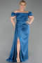 Robe De Soirée Grande Taille Satin Longue Vert Pétrole ABU1626