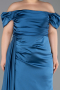 Robe De Soirée Grande Taille Satin Longue Vert Pétrole ABU1626