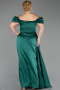 Robe de Soirée Grande Taille Longue Satin Émeraude ABU1626