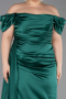 Robe de Soirée Grande Taille Longue Satin Émeraude ABU1626