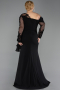 Robe Grande Taille Longue Mousseline Noir ABU5895