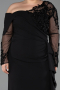 Robe Grande Taille Longue Mousseline Noir ABU5895