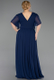 Robe De Soirée Grande Taille Longue Mousseline Bleu Marine ABU6309