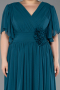 Robe De Soirée Grande Taille Longue Mousseline Vert ABU6309