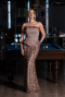 Robe de Soirée Longue Squameuse Brun clair ABU5919