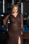 Robe De Soirée Grande Taille Longue Dantelle Brun ABU6283